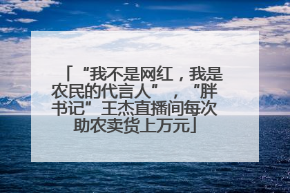 “我不是网红，我是农民的代言人”，“胖书记”王杰直播间每次助农卖货上万元