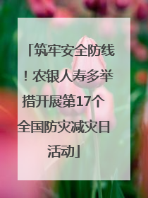 筑牢安全防线！农银人寿多举措开展第17个全国防灾减灾日活动