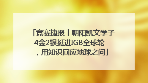 竞赛捷报丨朝阳凯文学子4金2银挺进IGB全球轮，用知识回应地球之问