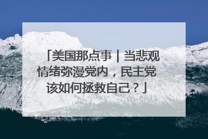美国那点事｜当悲观情绪弥漫党内，民主党该如何拯救自己？