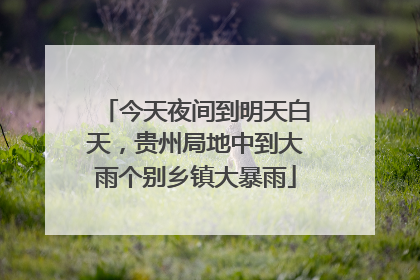 今天夜间到明天白天，贵州局地中到大雨个别乡镇大暴雨