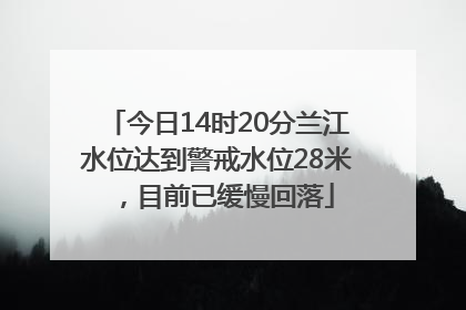 今日14时20分兰江水位达到警戒水位28米，目前已缓慢回落