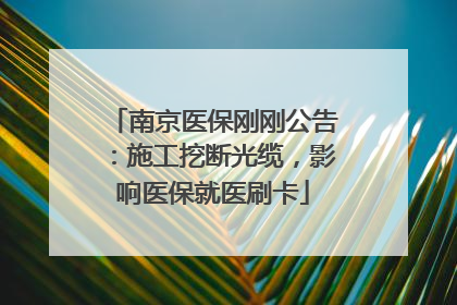 南京医保刚刚公告：施工挖断光缆，影响医保就医刷卡