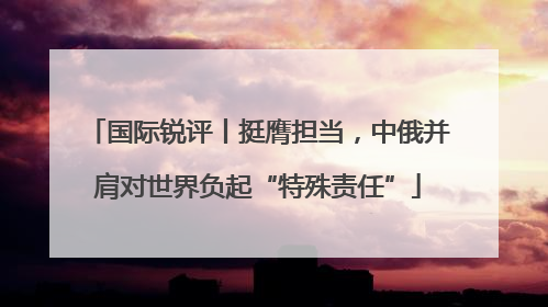 国际锐评丨挺膺担当，中俄并肩对世界负起“特殊责任”