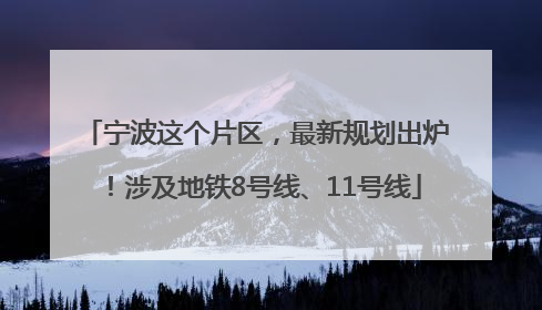 宁波这个片区，最新规划出炉！涉及地铁8号线、11号线
