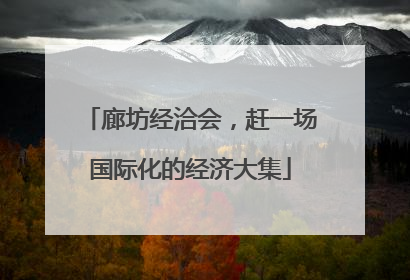 廊坊经洽会，赶一场国际化的经济大集