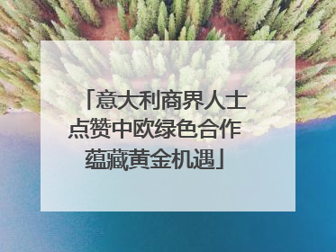 意大利商界人士点赞中欧绿色合作蕴藏黄金机遇