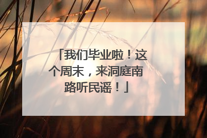 我们毕业啦！这个周末，来洞庭南路听民谣！