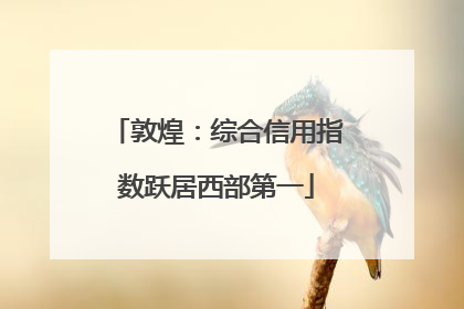 敦煌：综合信用指数跃居西部第一