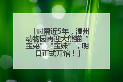 时隔近5年，温州动物园再迎大熊猫“宝弟”“宝妹”，明日正式开馆！