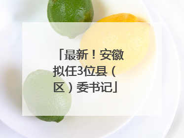最新！安徽拟任3位县（区）委书记