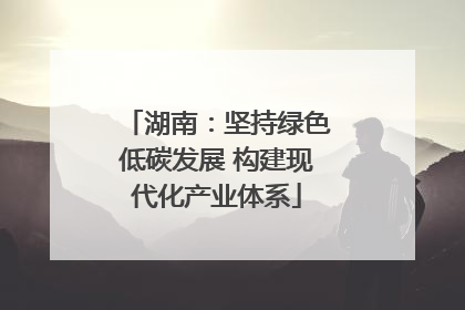 湖南：坚持绿色低碳发展 构建现代化产业体系