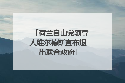 荷兰自由党领导人维尔德斯宣布退出联合政府
