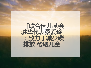联合国儿基会驻华代表桑爱玲：致力于减少碳排放 帮助儿童适应气候变化