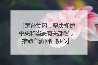 茅台集团：坚决拥护中央和省委有关部署，推动白酒回归初心