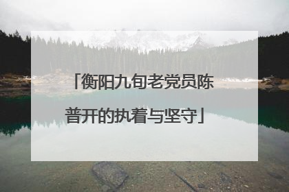 衡阳九旬老党员陈普开的执着与坚守
