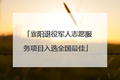 襄阳退役军人志愿服务项目入选全国最佳