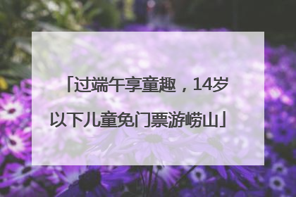 过端午享童趣，14岁以下儿童免门票游崂山