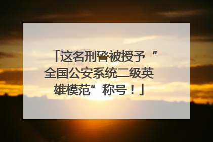 这名刑警被授予“全国公安系统二级英雄模范”称号！