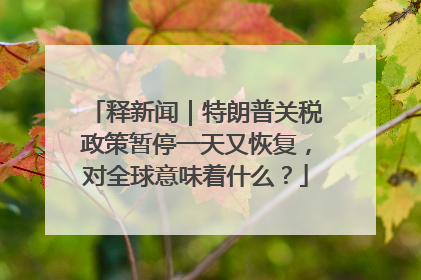 释新闻｜特朗普关税政策暂停一天又恢复，对全球意味着什么？
