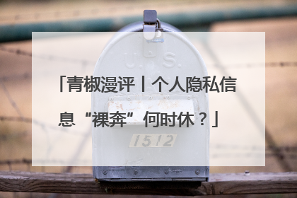 青椒漫评丨个人隐私信息“裸奔”何时休？