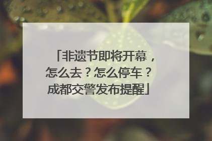 非遗节即将开幕，怎么去？怎么停车？成都交警发布提醒