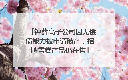 钟薛高子公司因无偿债能力被申请破产，招牌雪糕产品仍在售
