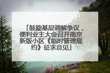 鼓励基层调解争议，便利业主大会召开南京新版小区《临时管理规约》征求意见