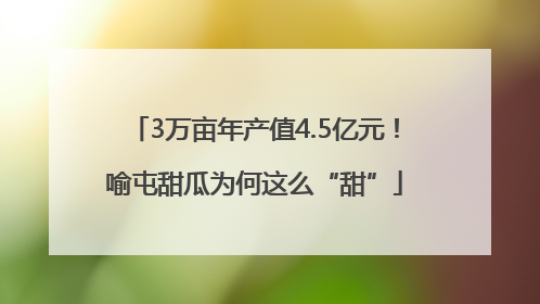 3万亩年产值4.5亿元！喻屯甜瓜为何这么“甜”