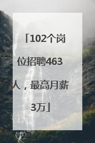 102个岗位招聘463人，最高月薪3万