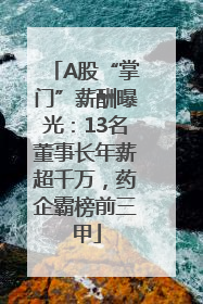 A股“掌门”薪酬曝光：13名董事长年薪超千万，药企霸榜前三甲