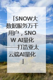 SNOW大数据服务万千用户，SNOW AI量化——打造亚太云端AI量化